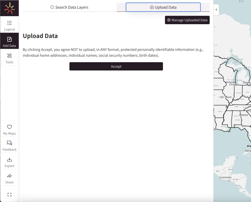 Upload Data box for example